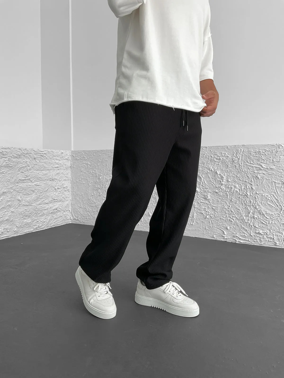 RIBBED TUBE LEG TROUSERS