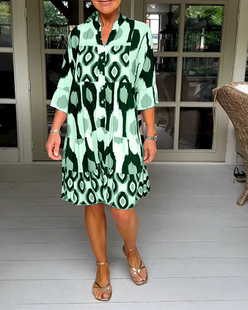 PRINTED DRESS WITH 3/4 SLEEVES