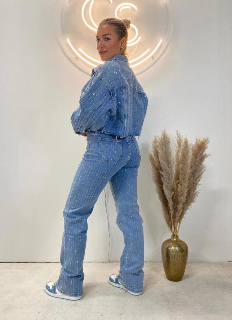 GLITTER STRAIGHT LEG JEANS BLUE