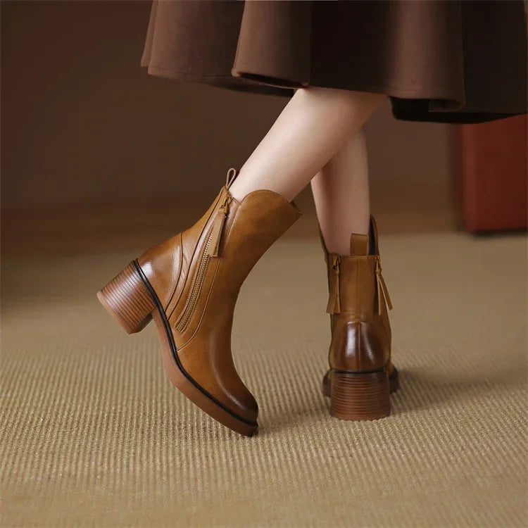 COMFORT LEATER ANKLE BOOTS